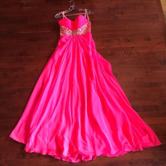 Blush Prom | Hot Pink Strapless Formal Dress - Picture 3 of 11